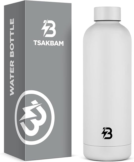 Insulated Water Bottle with Lid, 25 oz Reusable Leak-Proof Metal Stainless by TSAKBAM