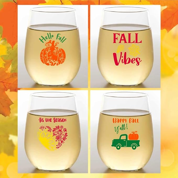 Set of 4 Shatterproof Designer 16 oz Plastic Wine Glasses MADE in the USA by Unknown