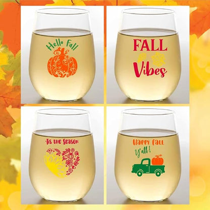 Set of 4 Shatterproof Designer 16 oz Plastic Wine Glasses MADE in the USA by Unknown