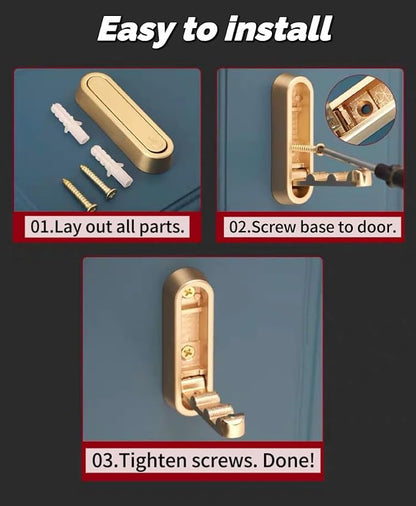 4 Pack Gold Folding Wall Hooks - Image 6