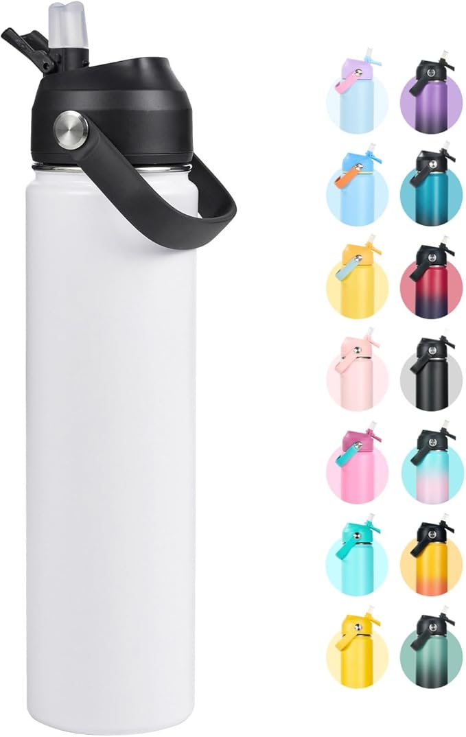 Fijinhom 24oz Insulated Stainless Steel Water Bottle, Wide Mouth Double Wall by Fijinhom