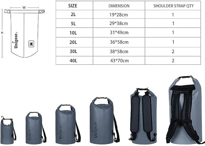 Unigear Dry Bag Waterproof, 2L/5L/10L/20L/30L/40L Floating and Lightweight Bags - Image 3