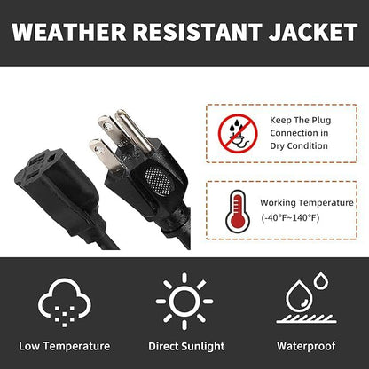 Indoor Outdoor Extension Cord Weatherproof, UL Certified, 14 Gauge 6FT Black 3 - Image 6