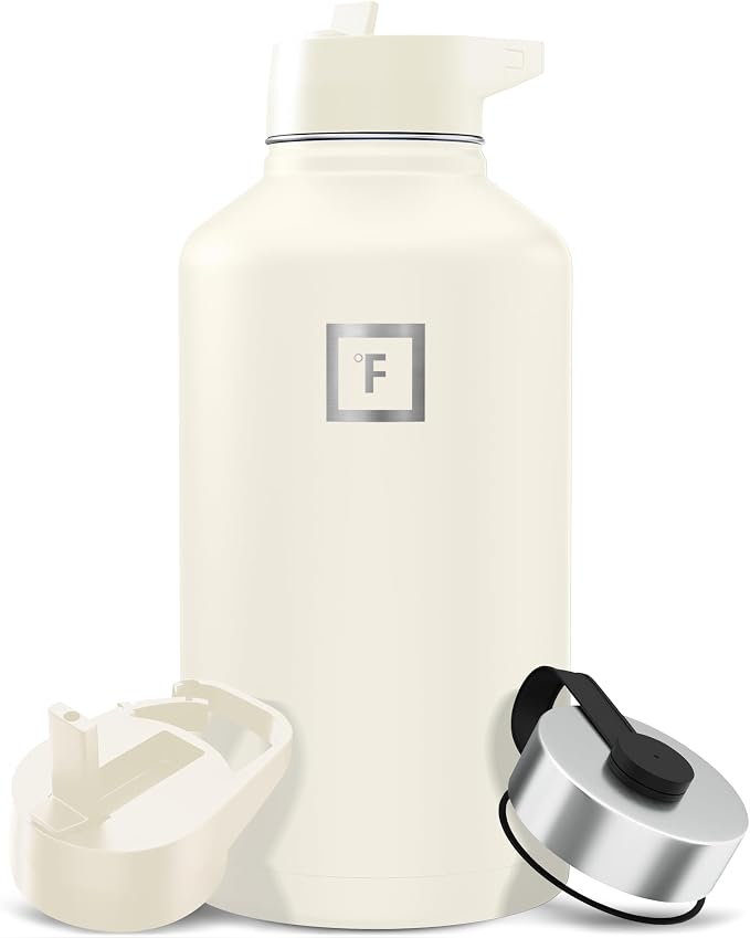 IRON °FLASK Camping & Hiking Hydration Flask - 64 oz Cashmere Cream by IronFlask