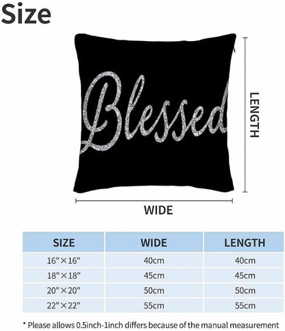 Bling Blessed White Throw Pillow Covers 18x18 Highlights Blessed Black Set of 2 - Image 6