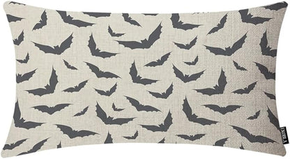 EKOBLA Evil Bats Pattern Rectangle Pillow Cases Halloween Pattern Bats Gothic by EKOBLA