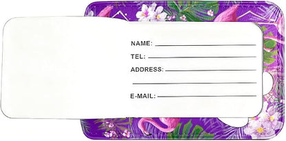 2 Pack Flamingo Luggage Tag 2.83 x 4.53 inch Tropical Pink Bird Purple - Image 7