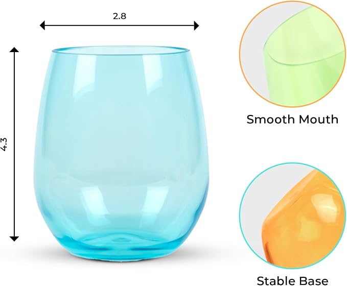 Premium Unbreakable Stemless Wine Glasses – Set of 6 BPA-Free Shatterproof - Image 3