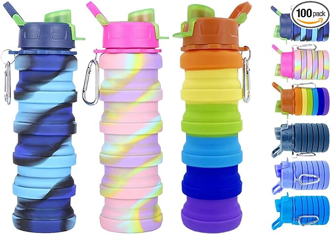 Collapsible Water Bottles 3 Pack Expandable Water Bottle 500ml by konlongzan