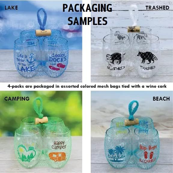 Set of 4 Shatterproof Designer 16 oz Plastic Wine Glasses MADE in the USA - Image 3