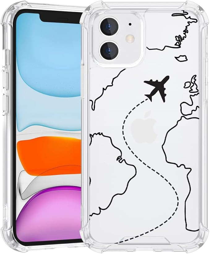 FANXI Minimalist Airplane Travel Map Phone Case Compatible by FANXI