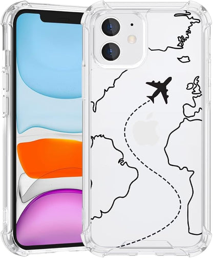 FANXI Minimalist Airplane Travel Map Phone Case Compatible by FANXI