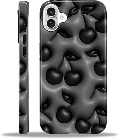 for iPhone 16 Case, HL2 Cute Cool Cherry Black Hybrid 2 Layer Hard Shell by Unknown