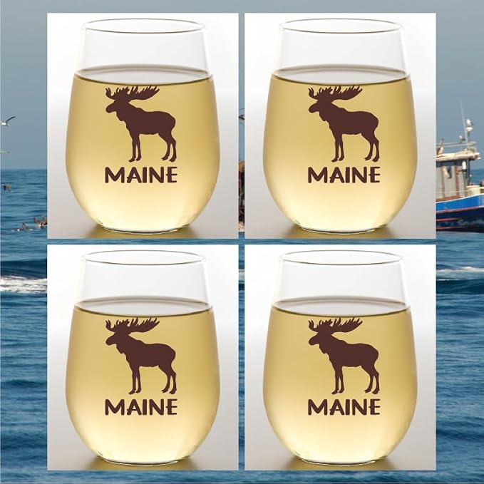 Wine-Oh! Set of 4 Shatterproof Designer 16 oz Plastic Wine Glasses MADE in the by Unknown