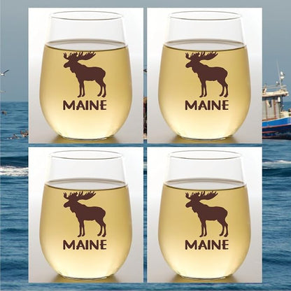Wine-Oh! Set of 4 Shatterproof Designer 16 oz Plastic Wine Glasses MADE in the by Unknown