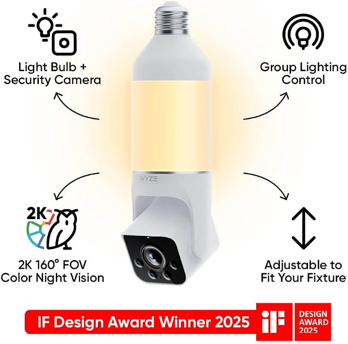 WYZE Bulb Cam Security Camera, 2K HD Outdoor Light Bulb Camera, Color Night - Image 9