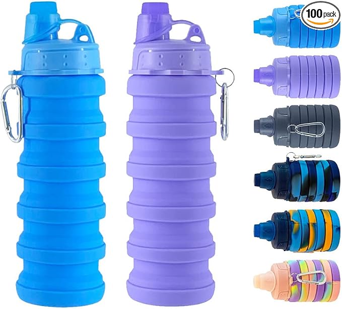 Collapsible Water Bottles 2 pack Travel Water Bottle 500ML. by konlongzan
