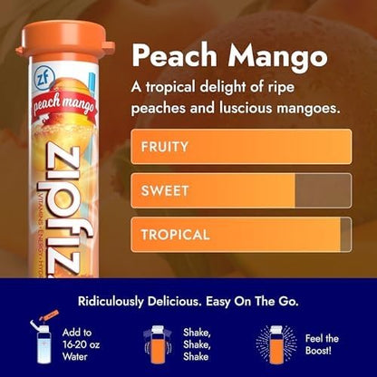 Zipfizz Daily Energy Drink Powder, Peach Mango, 20 Pack | 3-in-1 Sustained - Image 2