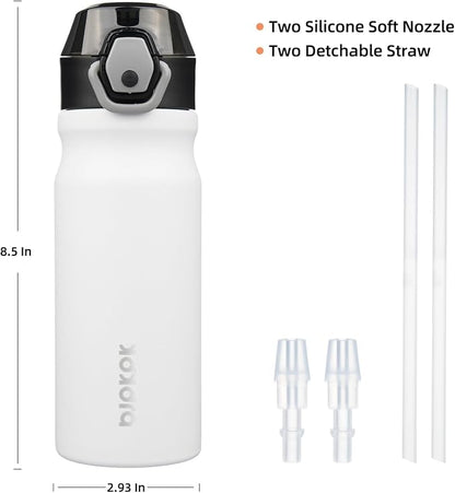 BJPKPK Water Bottle with Straw 18oz Insulated Water Bottles Reusable Stainless - Image 4