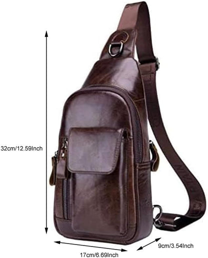 Hebetag Leather Sling Bag Hiking Daypack - Image 3