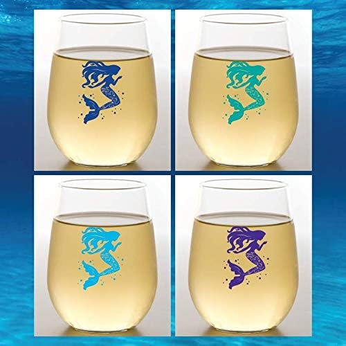 Set of 4 Shatterproof Designer 16 oz Plastic Wine Glasses MADE in the USA by Unknown