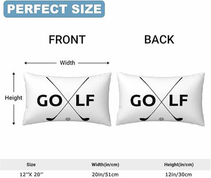 Black Golf Clubs Pillow Covers 12 X 20 Sports Themed Decor Symbol Golf Set of 2 - Image 2