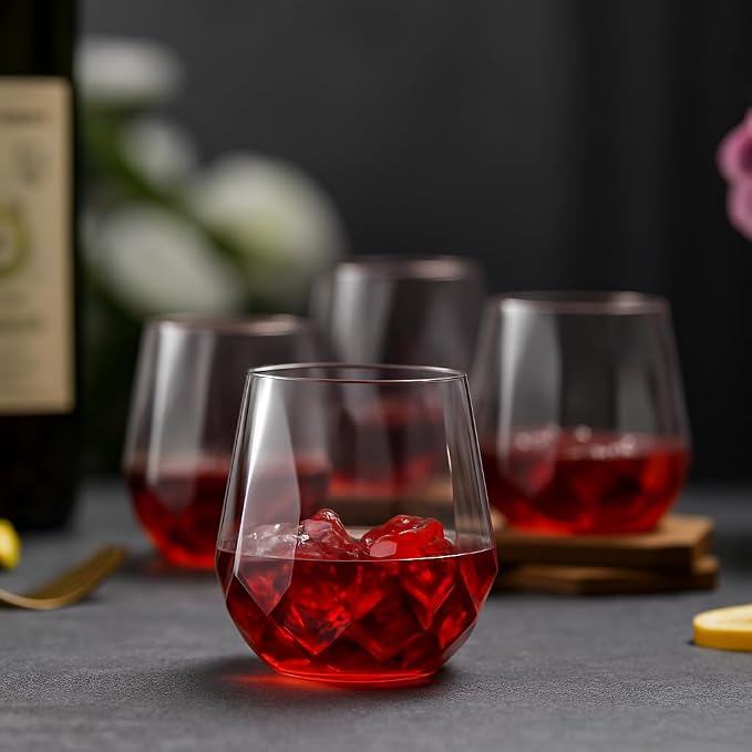 Oojami 40 Pack Diamond Shaped Plastic Wine Glasses 12 oz - Image 6