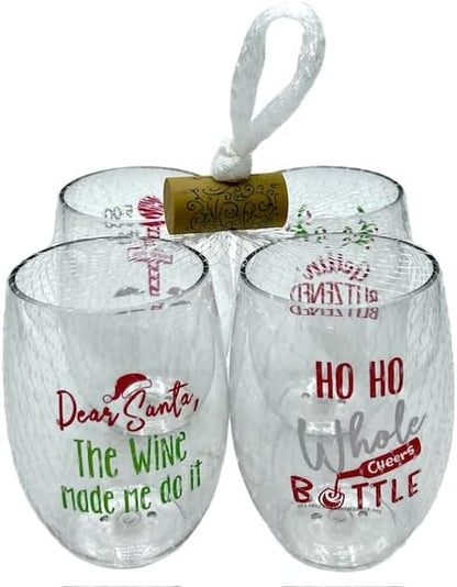 Set of 4 Shatterproof Designer 16 oz Plastic Wine Glasses MADE in the USA - Image 2
