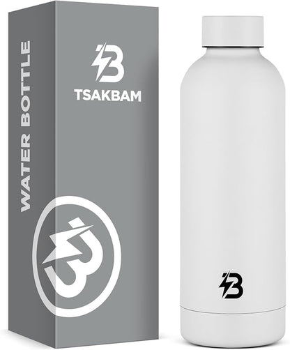 Insulated Water Bottle with Lid, 17 oz Reusable Leak-Proof Metal Stainless by TSAKBAM