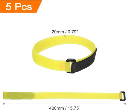 MECCANIXITY 5Pcs Reusable Battery Tie Down Straps, 0.8x16" Yellow Nylon - Image 2