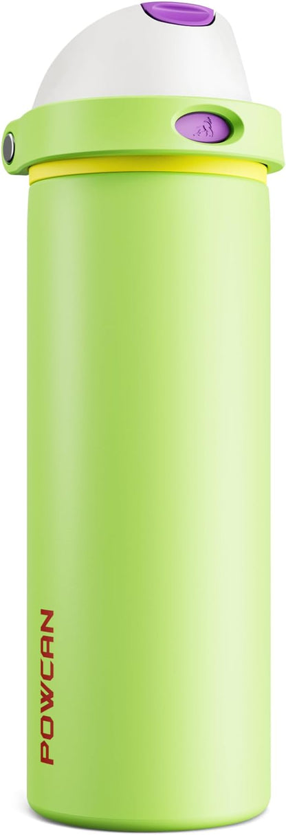 POWCAN 24 oz Insulated Water Bottle: 2-in-1 Push-Button Spout & Quick-Flip Straw by POWCAN