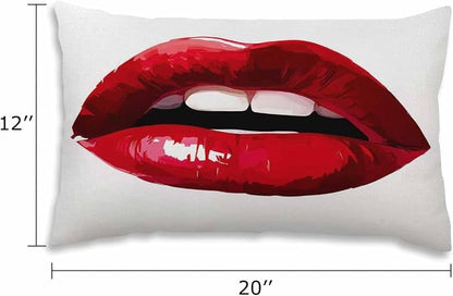 EKOBLA Sexy Biting Lips Farmhouse Oblong Rectangle Throw Pillow Covers Woman - Image 2