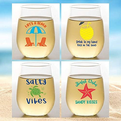Set of 4 Shatterproof Designer 16 oz Plastic Wine Glasses MADE in the USA by Unknown