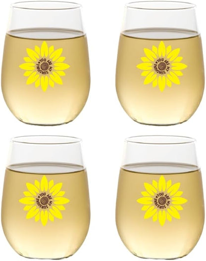 Set of 4 Shatterproof Designer 16 oz Plastic Wine Glasses MADE in the USA by Unknown