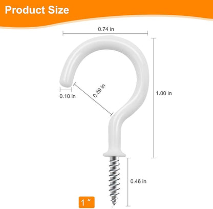 Cup Screw Hooks, 1 inch Vinyl Coated Ceiling100 Pack Screw in Hooks Plant - Image 2