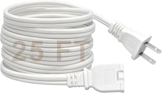 25 FT 2 Prong Extension Cord, 18AWG SPT-2 Indoor Male to Female Power Cord ETL by Gutedeal