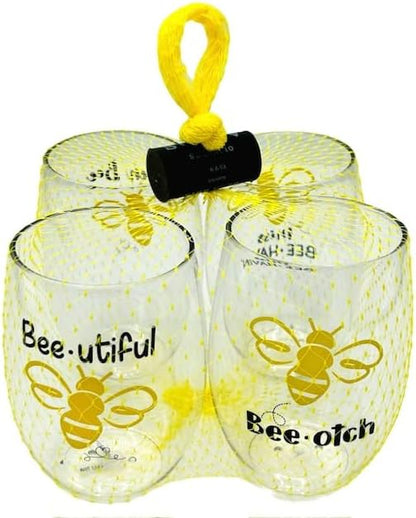 Wine-Oh! Set of 4 Shatterproof Designer 16 oz Plastic Wine Glasses MADE in the - Image 2
