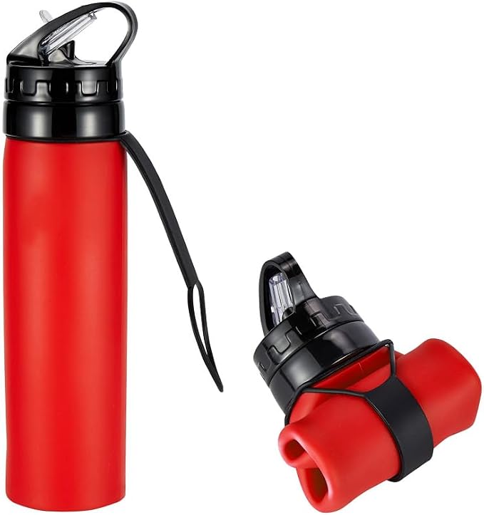 Collapsible Water Bottles 15oz, Odorless BPA-Free Silicone, Leak-Proof Foldable by VadoWorld