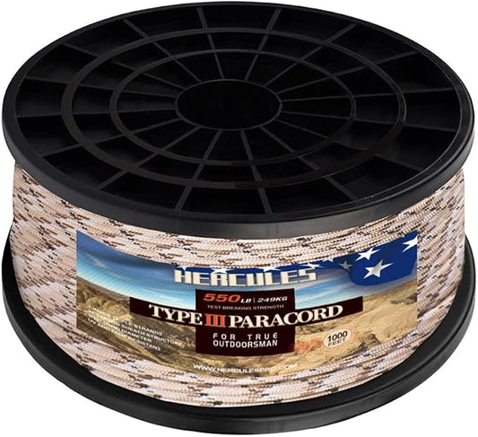 HERCULES Type III Paracord 550 Paracord Rope Parachute Cord, Survival Cord by HERCULES