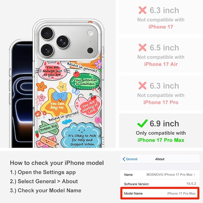MOSNOVO for iPhone 17 Pro Max Case, Shockproof Military-Grade Protection 6.6ft - Image 2