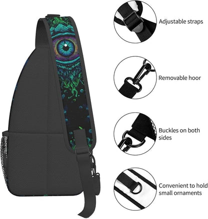 Psychadelic Trippy Art Sling Bag Crossbody Travel Hiking Chest Backpack - Image 5