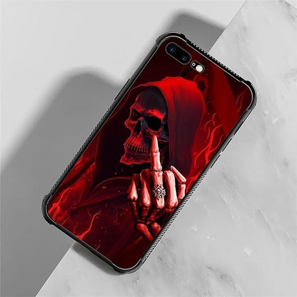 for iPhone 7/8 Case, Gestures Funny Skull Pattern Graphic Design Girl Boy Soft - Image 7