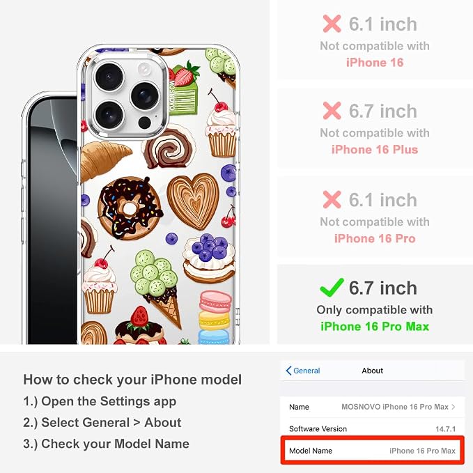 MOSNOVO for iPhone 16 Pro Max Case, Shockproof Military-Grade Protection 6.6ft - Image 2