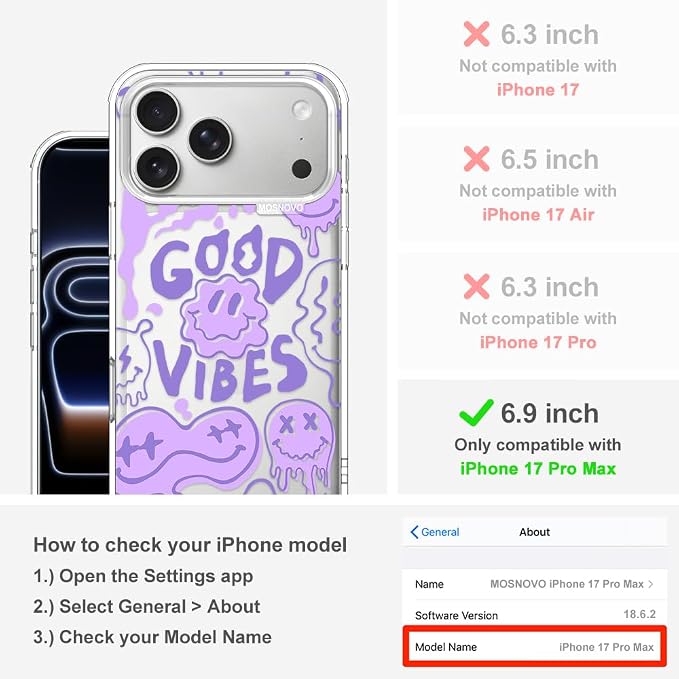 MOSNOVO for iPhone 17 Pro Max Case | Military Grade 6.6ft Drop Tested | Camera - Image 2