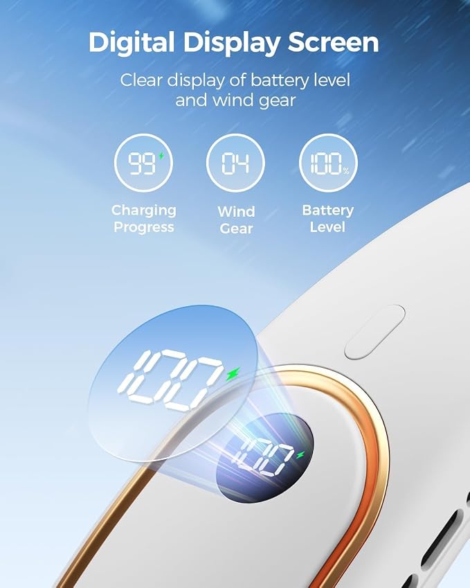 SHEWIND Portable Neck Fan - 5000mAh Rechargeable Hands-Free Wearable Fan | 4 - Image 4