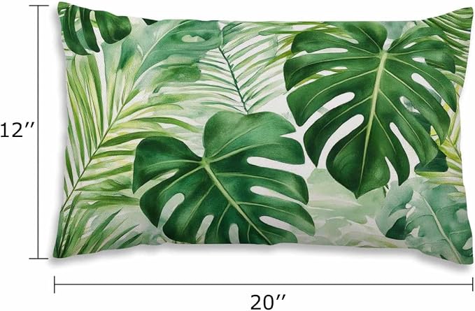 EKOBLA Throw Pillow Cover Green Tropical Palm Fern Leaves Jungle Foliage - Image 2