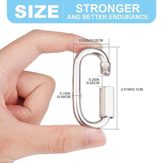 8 Pcs 1.62 Inch 304 Stainless Steel Screw Chain Quick Links, 500 Lbs Capacity - Image 2