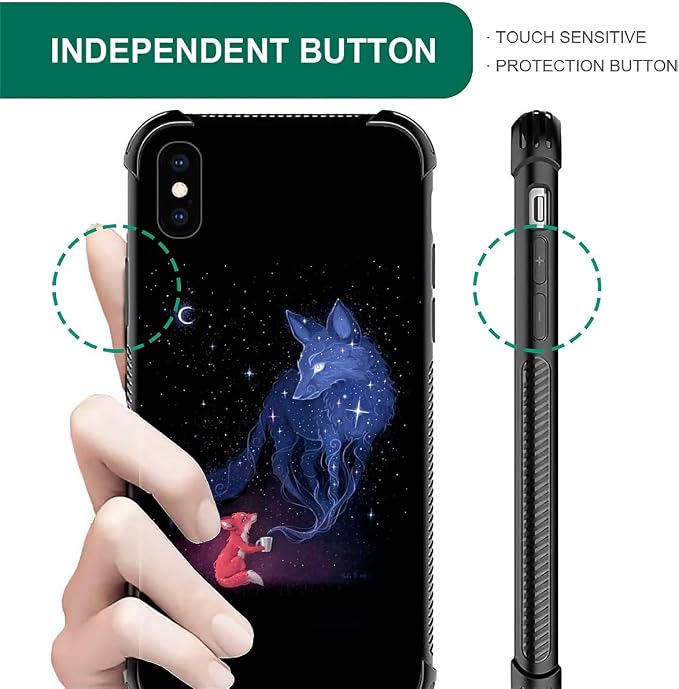 for iPhone Xs Max Case, Galaxy Fox Wolf Pattern Graphic Design Girl Boy Soft - Image 6