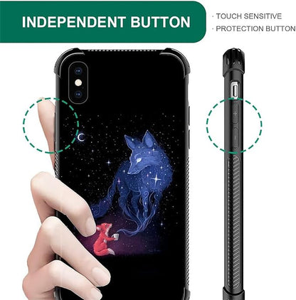 for iPhone Xs Max Case, Galaxy Fox Wolf Pattern Graphic Design Girl Boy Soft - Image 6