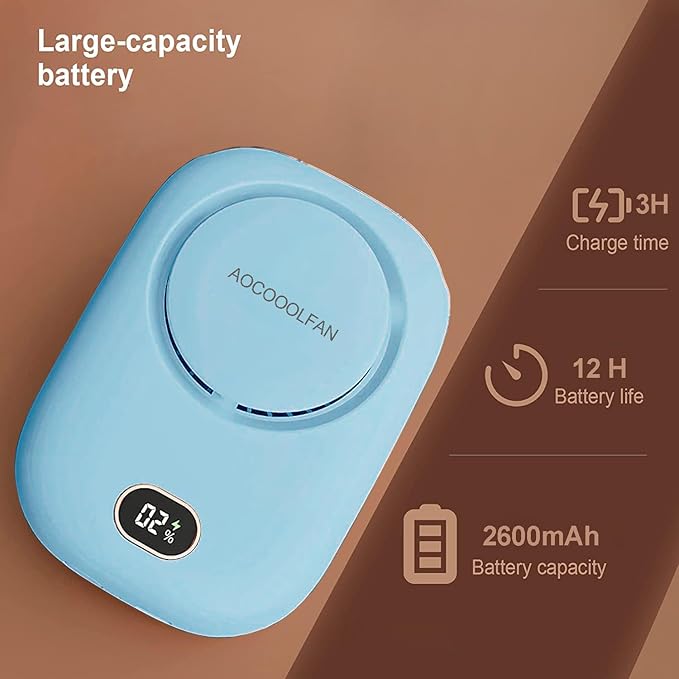 AOCOOLFAN Portable Neck Fan, Mini Small Personal Handheld Fan USB Rechargeable - Image 3